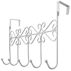 Rbenxia Over the Door 5 Hanger Rack Decorative Metal Hanger Holder for Home Office Use, White