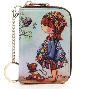 RFID Credit Card Holder Wallets for Women Leather Zipper Card Case for Ladie-Dress Girl Card Holder