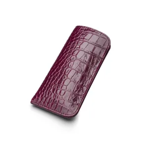 Small Leather Glasses Case - Pink Croc-Effect