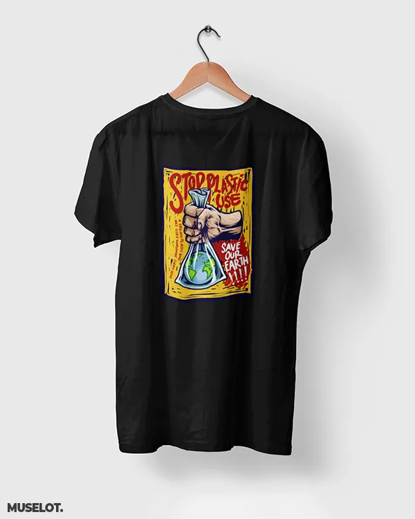 Stop plastic, save earth printed t shirts