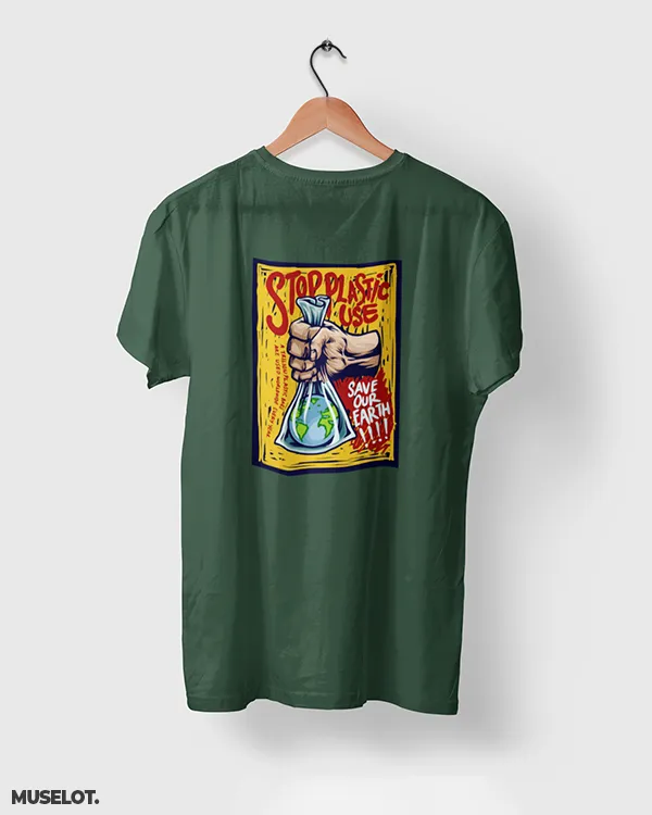 Stop plastic, save earth printed t shirts