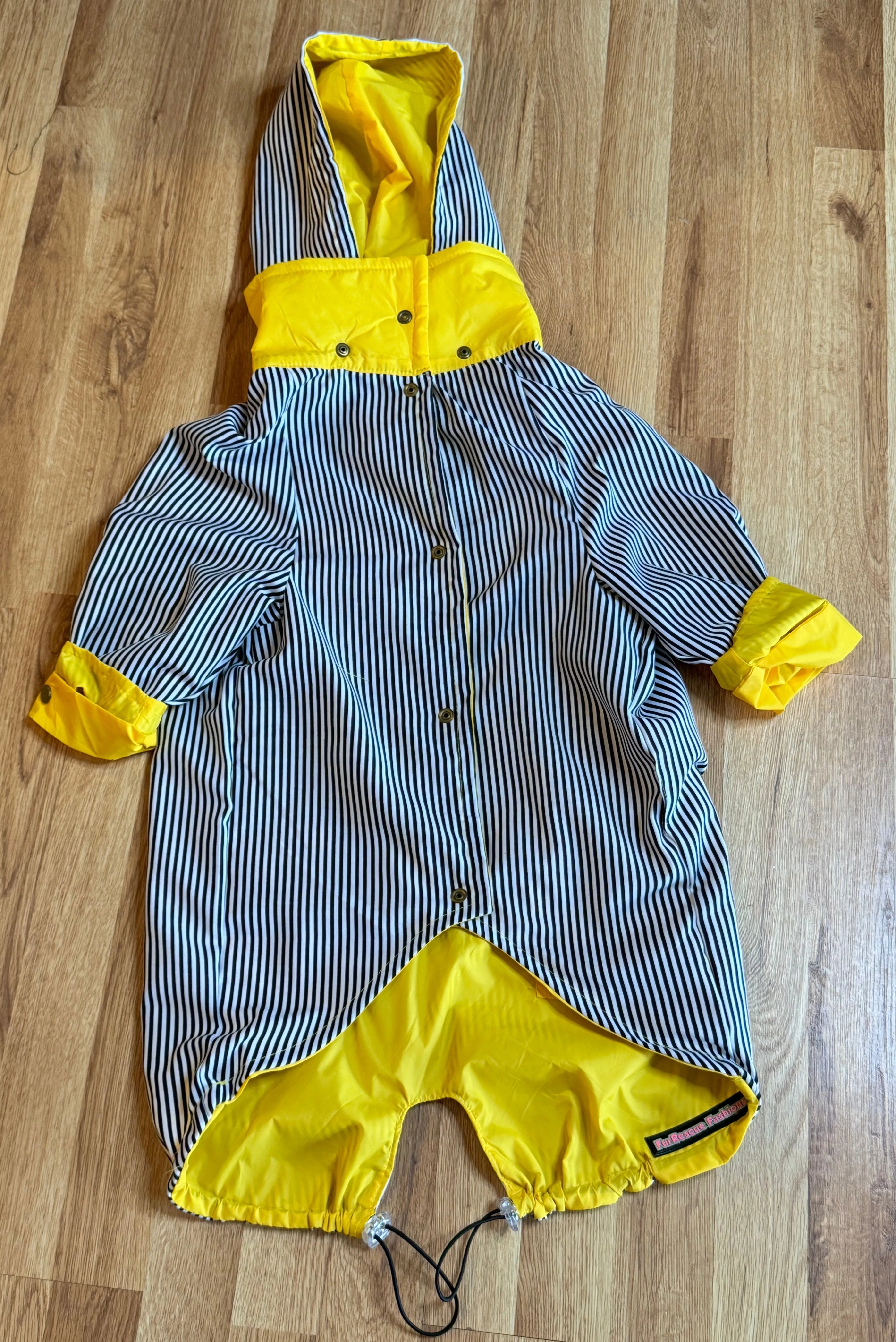 The Georgie Reversible Yellow & Stripes Rain Jacket - Cape - Vest by