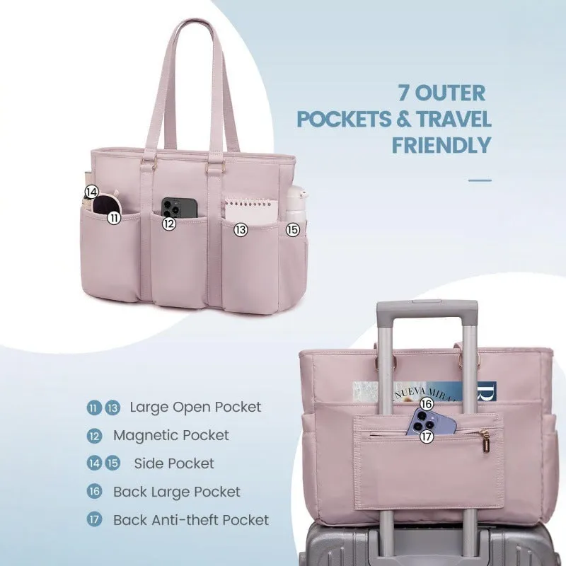 Tote Business (Fits Bag Handbag 15.6 Shoulder Laptop & Inch Women's Spring deal Comprehensive assistance Professional Laptop) Briefcase - up Pink to
