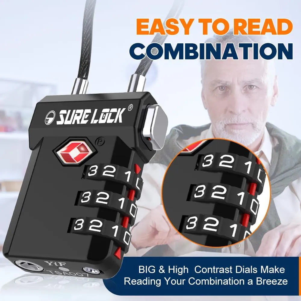 TSA Approved 3-Digit Combination Luggage Locks – Open Alert Indicator, Re-Settable Code with Zinc Alloy Body, Easy-Read Dials for Suitcase, Backpack, Gym Locker & Toolbox (Multiple Colors)