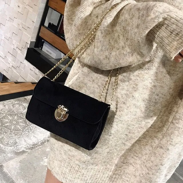 Women Messenger Bag Pure Color Gold