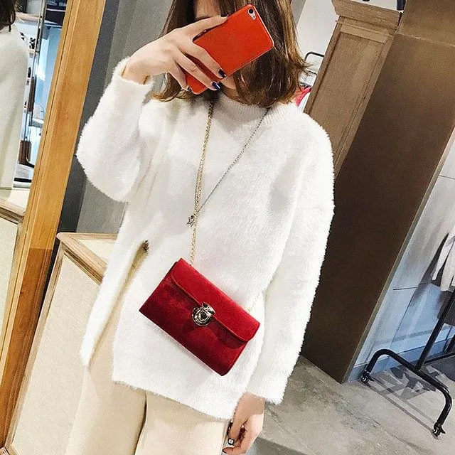 Women Messenger Bag Pure Color Gold