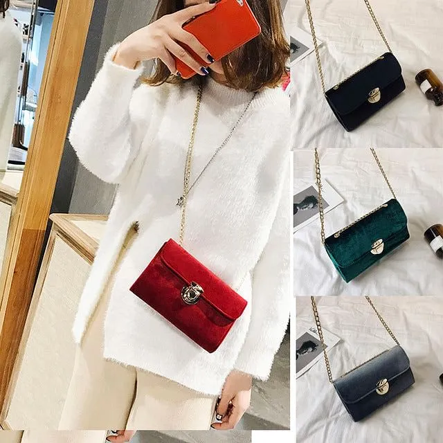 Women Messenger Bag Pure Color Gold