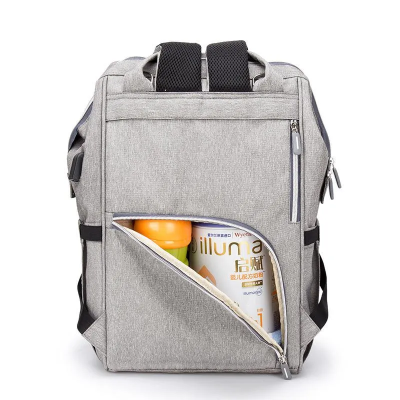 Women Oxford Multi-functional Waterproof Diaper Backpack With USB Charging Port