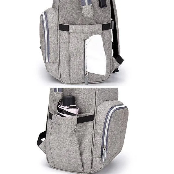 Women Oxford Multi-functional Waterproof Diaper Backpack With USB Charging Port