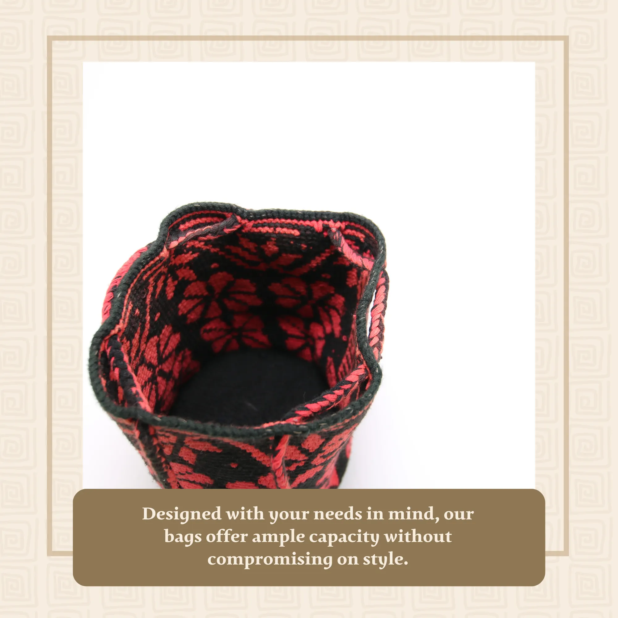 Women’s Tote Bag  Flower Design Red and Black