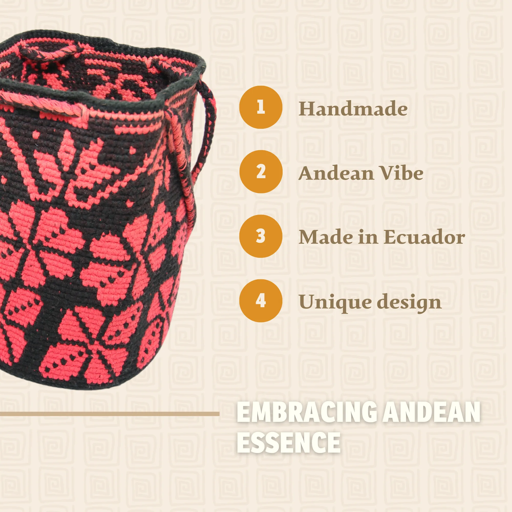 Women’s Tote Bag  Flower Design Red and Black
