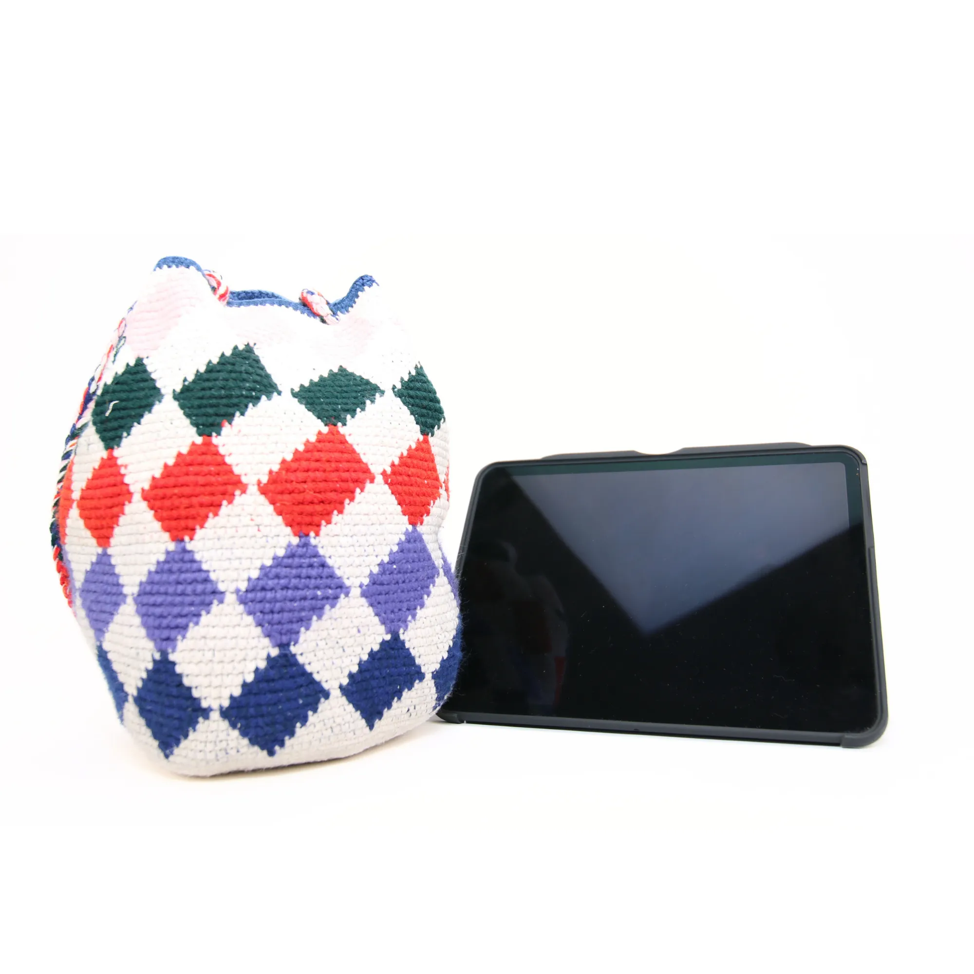 Women’s Tote Bag  Multicolor Rhombus Full White Design