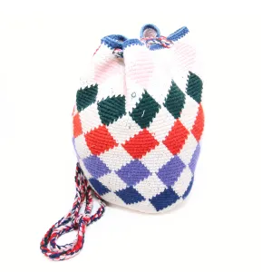 Women’s Tote Bag  Multicolor Rhombus Full White Design