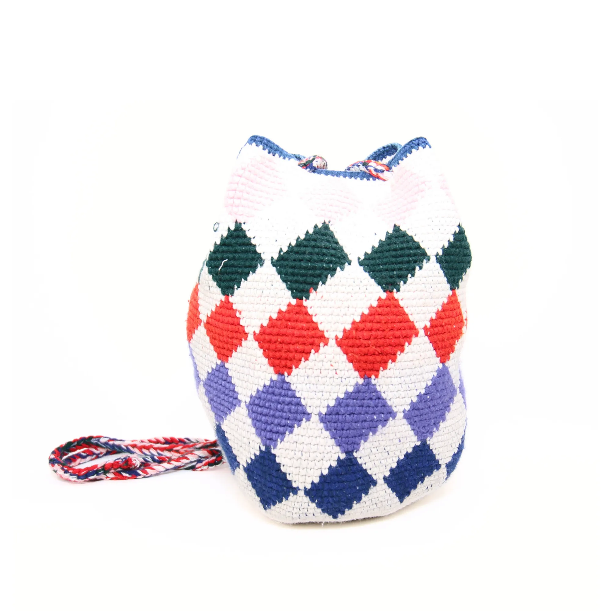 Women’s Tote Bag  Multicolor Rhombus Full White Design