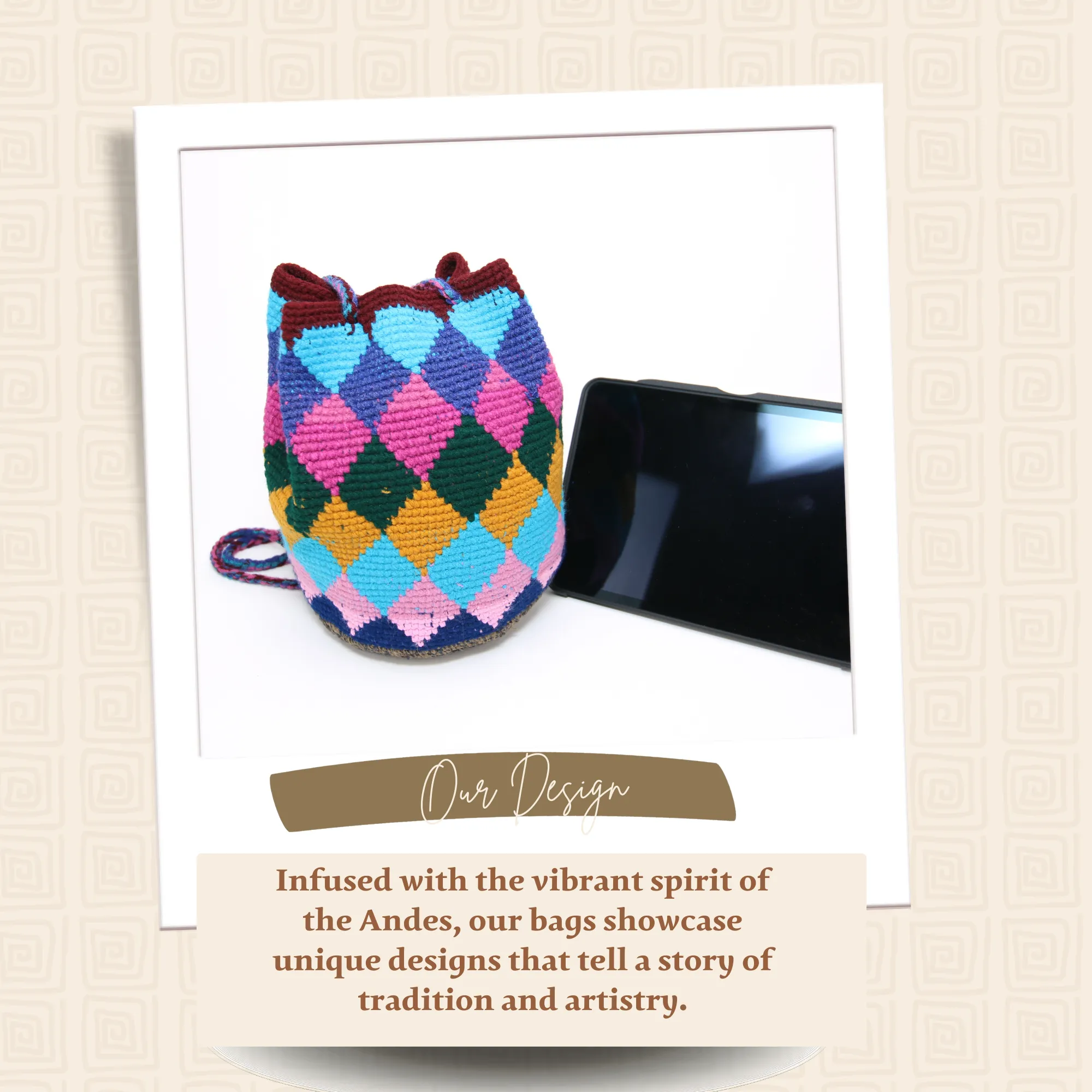 Women’s Tote Bag  Multicolor Rhombus Gray Base Design