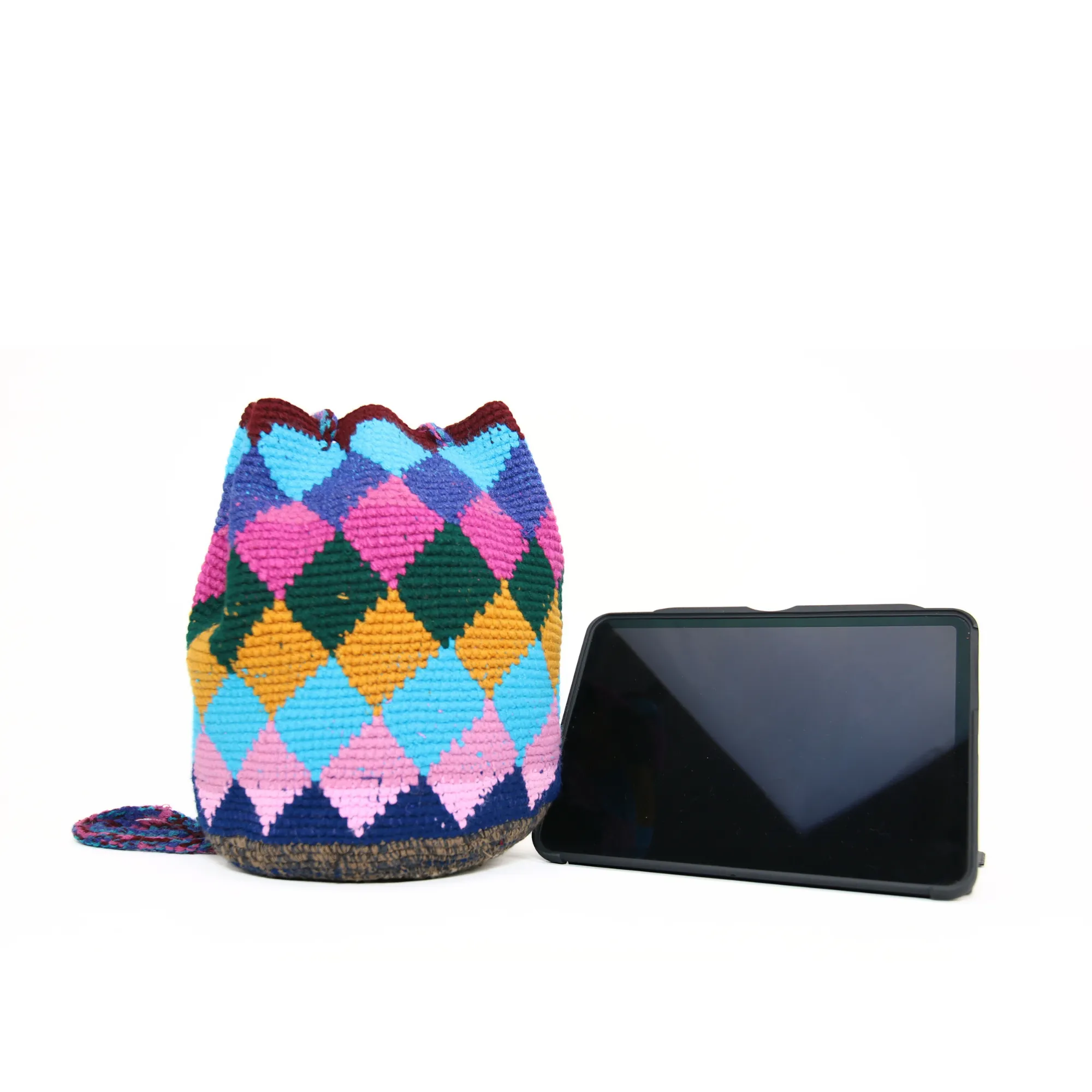 Women’s Tote Bag  Multicolor Rhombus Gray Base Design